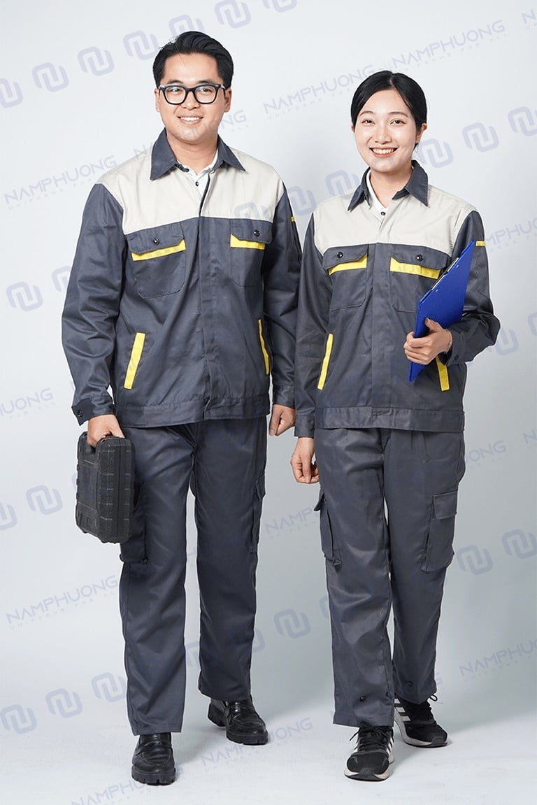 Mẫu đồng phục bảo hộ lao động màu ghi thông dụng nhất