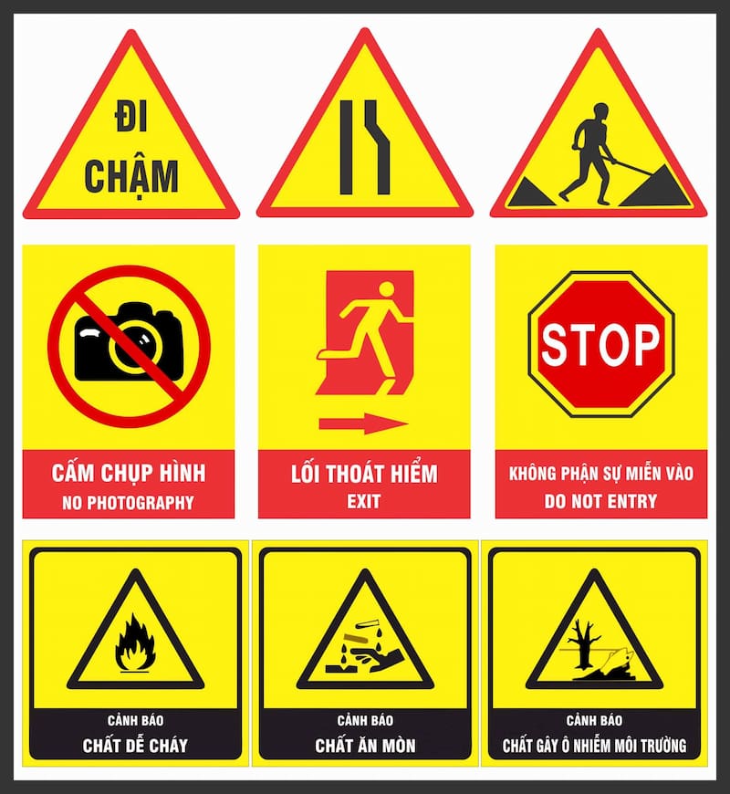 Biển báo an toàn biểu hiện các thông tin cần chú ý